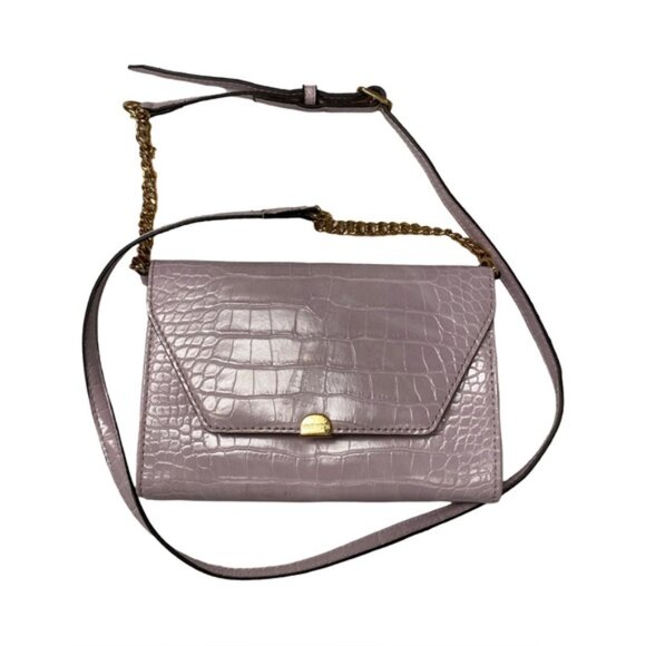 Nine West Pale Lavender Croc Embossed Crossbody Bag – Adjustable Strap - Picture 3 of 11